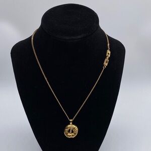 Givenchy Gold Pendant Necklace with Textured Circle